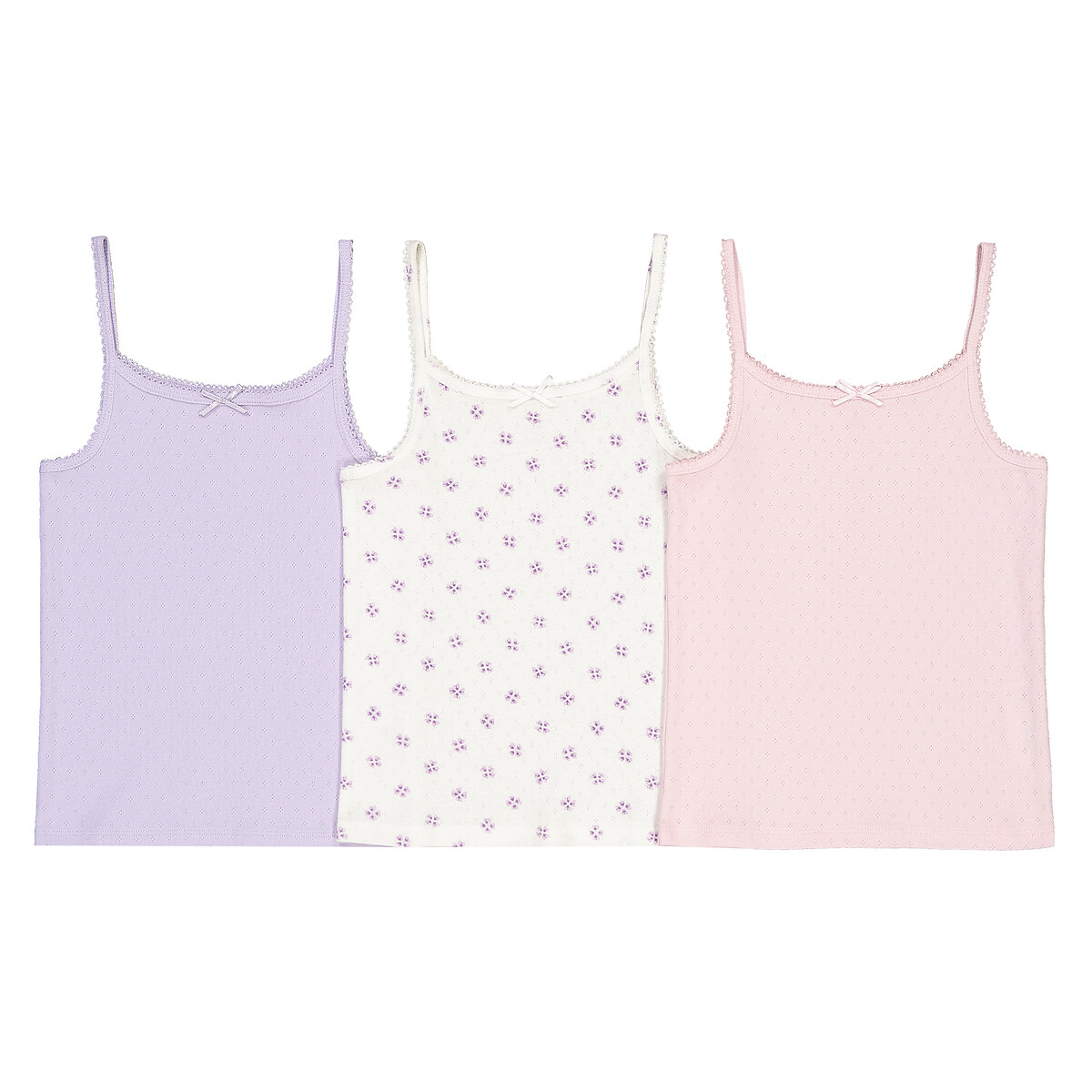 La Redoute Uniross Pack of 3 Cotton Ruffled Vest Tops 1 Month-4 Years La Redoute Uniross Pack of 3 Cotton Ruffled Vest Tops 1 Month-4 Years